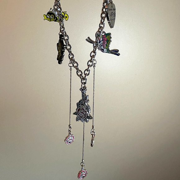 ED HARDY by Christian Audigier / VINTAGE Necklace / Triple Rose Drop Necklace - Picture 4 of 10